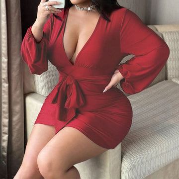 V-neck Summer High-waisted Sheath Cocktail Dress - Image 2