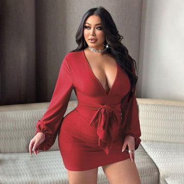 V-neck Summer High-waisted Sheath Cocktail Dress - Image 3